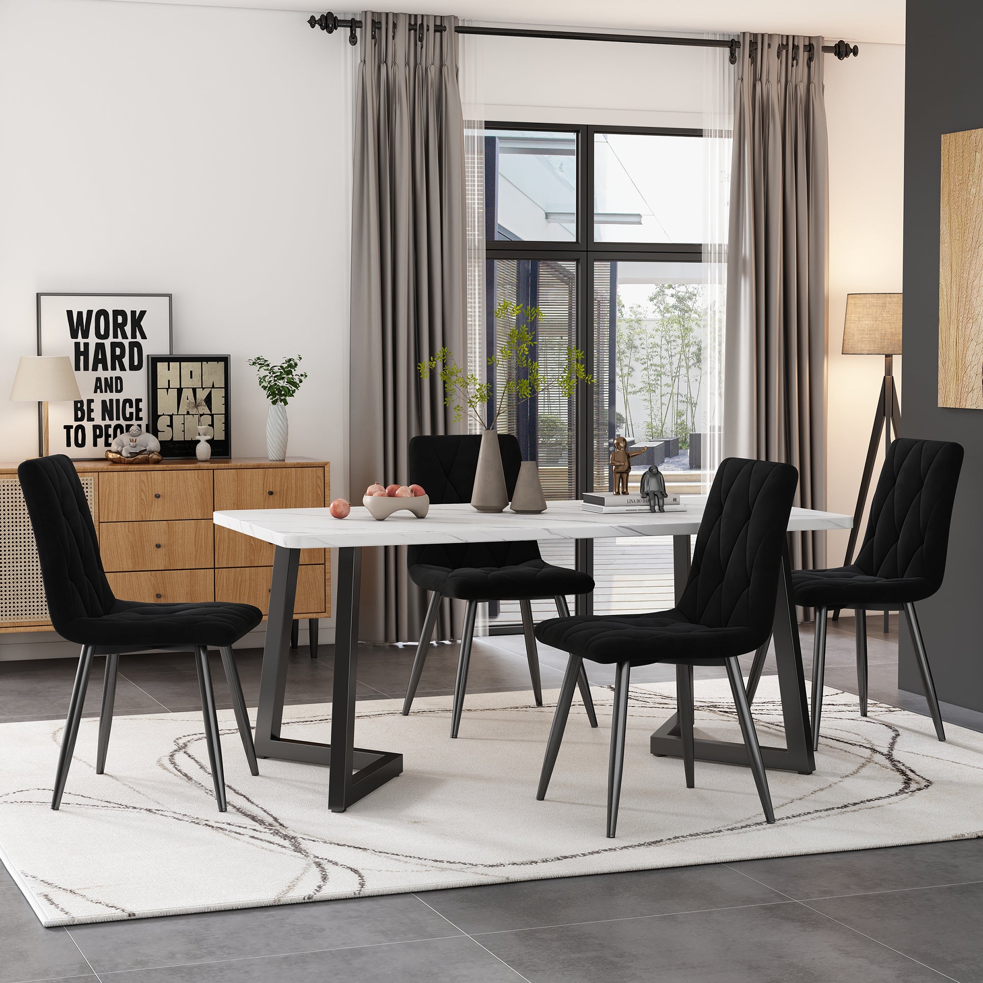 Zestaw do jadalni-117×68 cm-stół prostokątny-zestaw z 4 krzesłami-nowoczesny stół jadalny-do kuchni
