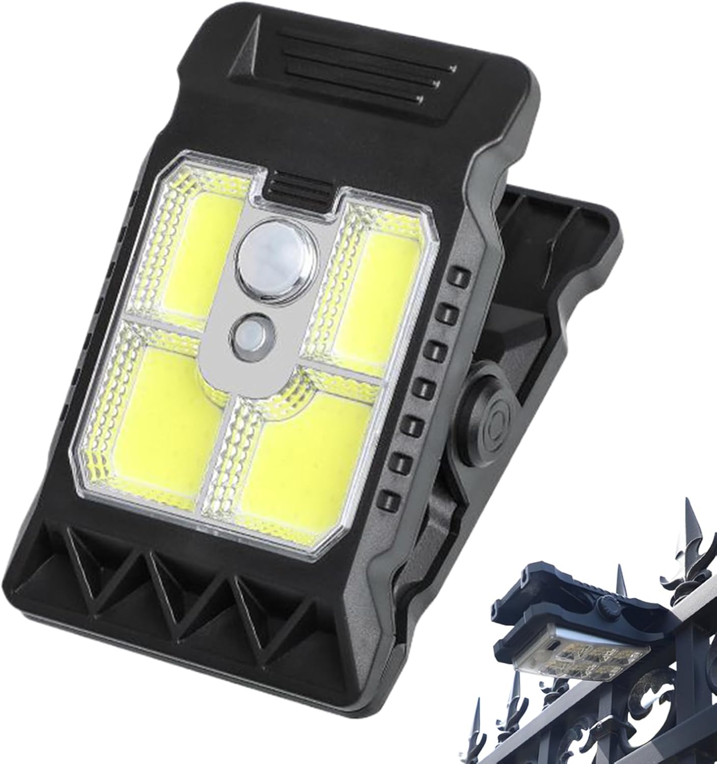 Lampa solarna z klipsem | Oświetlenie zewnętrzne | Miniaturowy reflektor solarny LED z klipsem na balkon, do ogrodu, na kemping i na patio