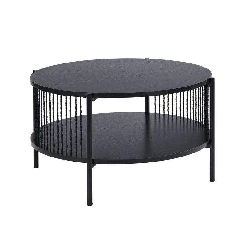 Stolik kawowy MANILA HowHomely czarny MDF metal 74x74x41 cm 1 szt.