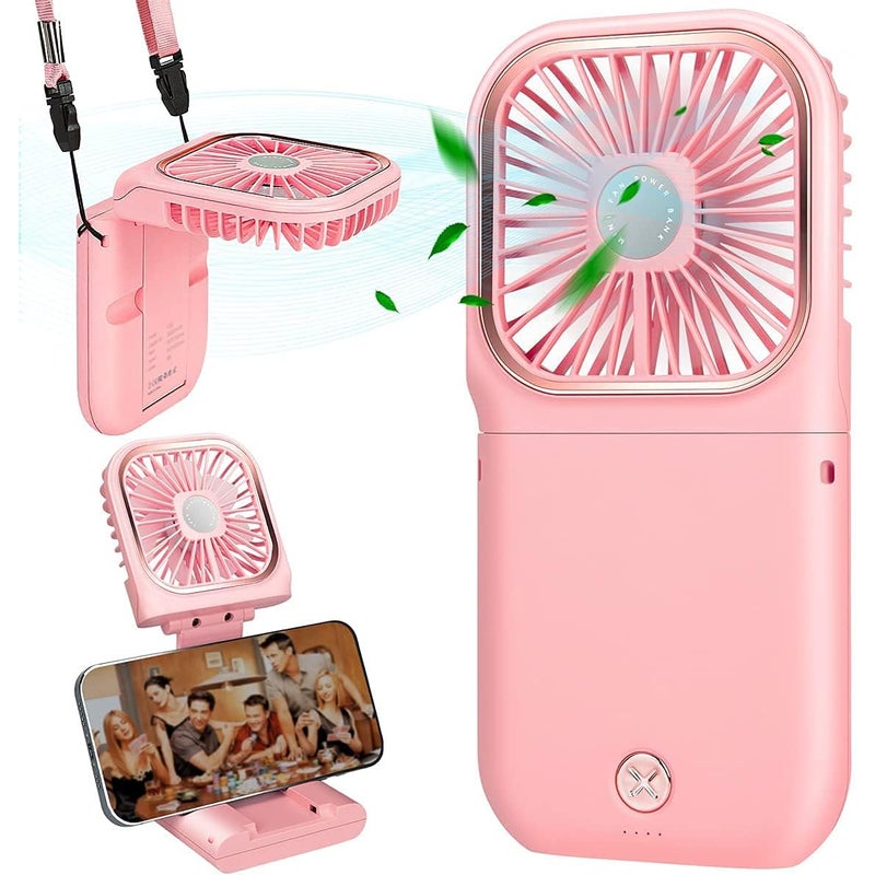 Miniaturowy, cichy wentylator wiszący USB, ładowany przez USB, z 3 prędkościami, składany i przenośny do domu, biura i podróży (ro