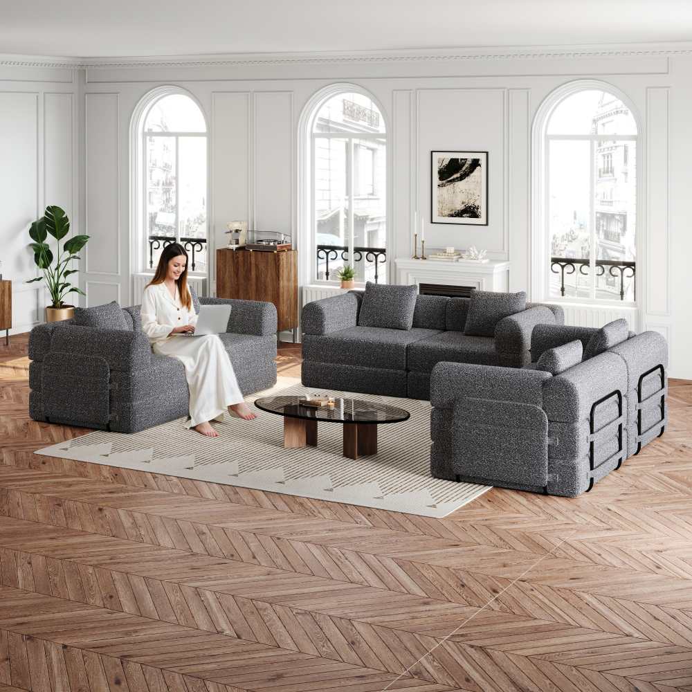 Sofa rozkładana 2 w 1 z podłokietnikiem, ze schowkiem, stalową ramą, antypoślizgowa, łatwa w montażu