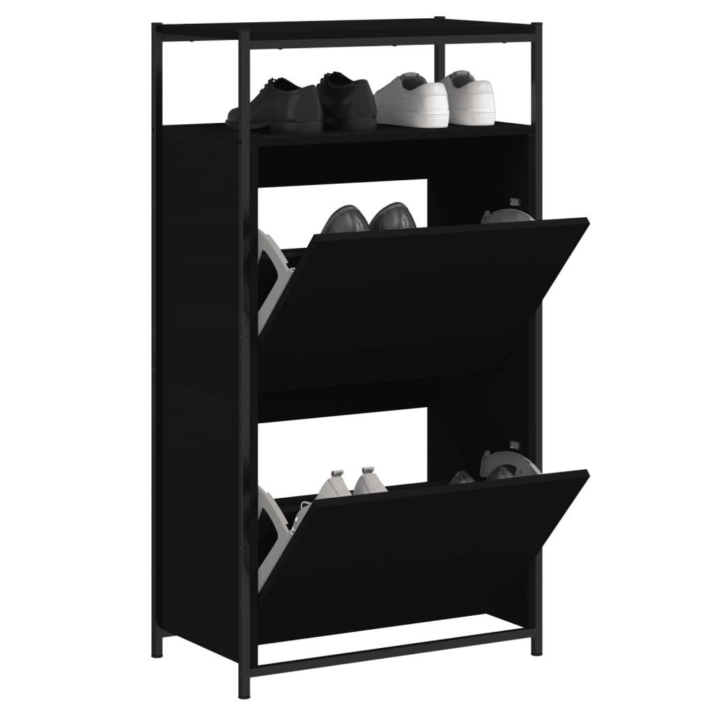 vidaXL Szafka na buty, czarna, 60x34x112 cm, materiał drewnopochodny