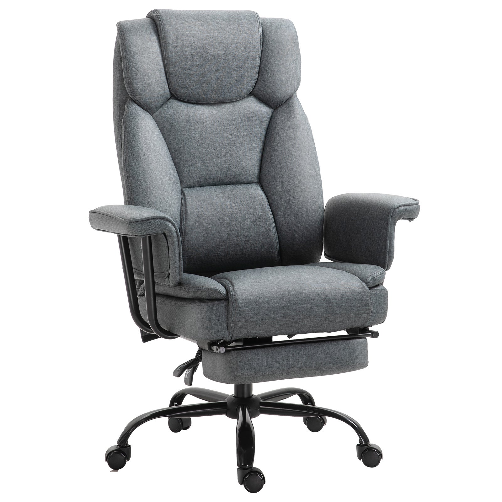 Ergonomiczne krzesło biurowe obrotowe 68 x 80 x 126 cm, z obrotem 360°, szary, stal, do biura domowego