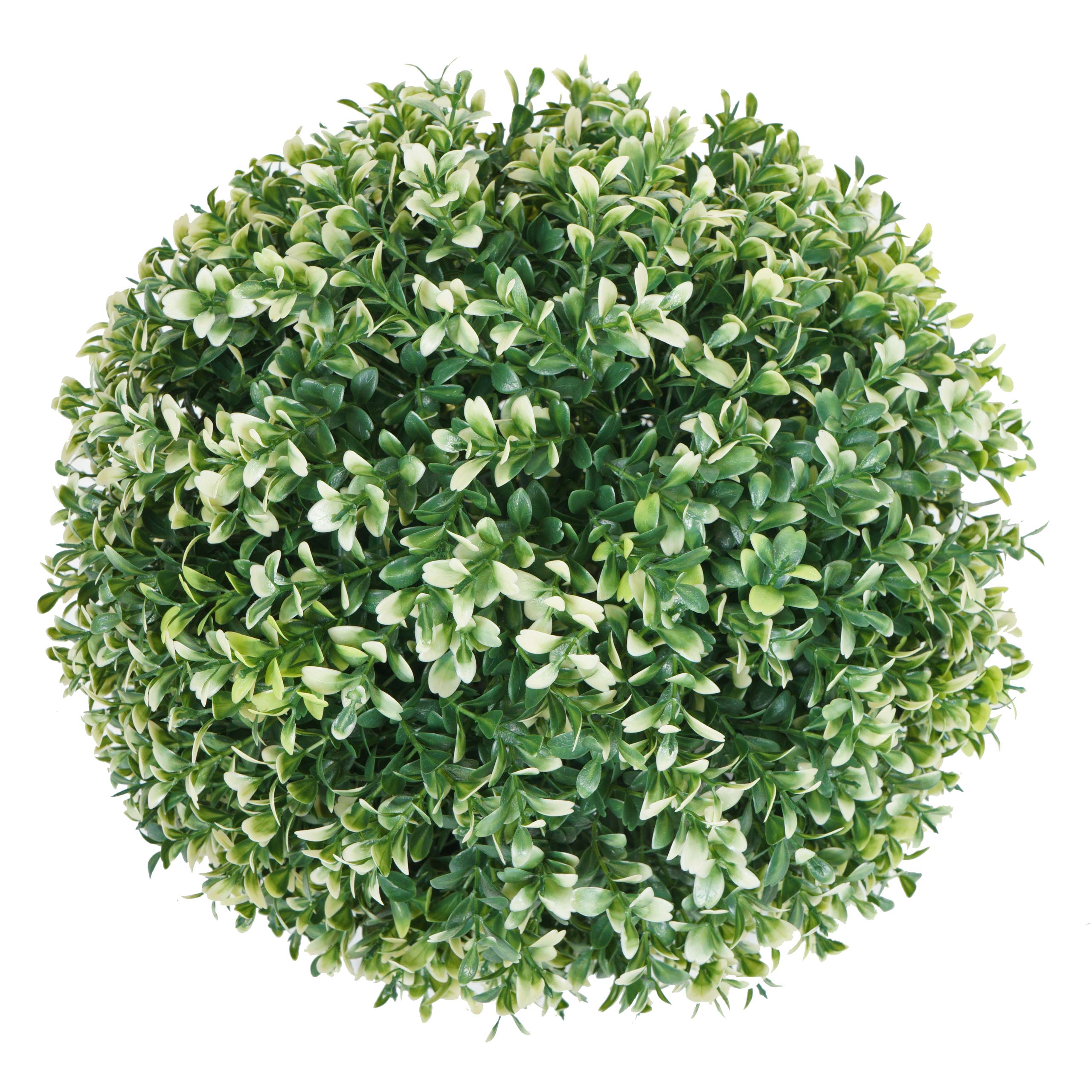 Sztuczny krzew HWC-L77, kula w pudełku roślina dekoracyjna kula w pudełku sztuczna roślina buxus, zewnętrzna Ø 35cm ~ biały