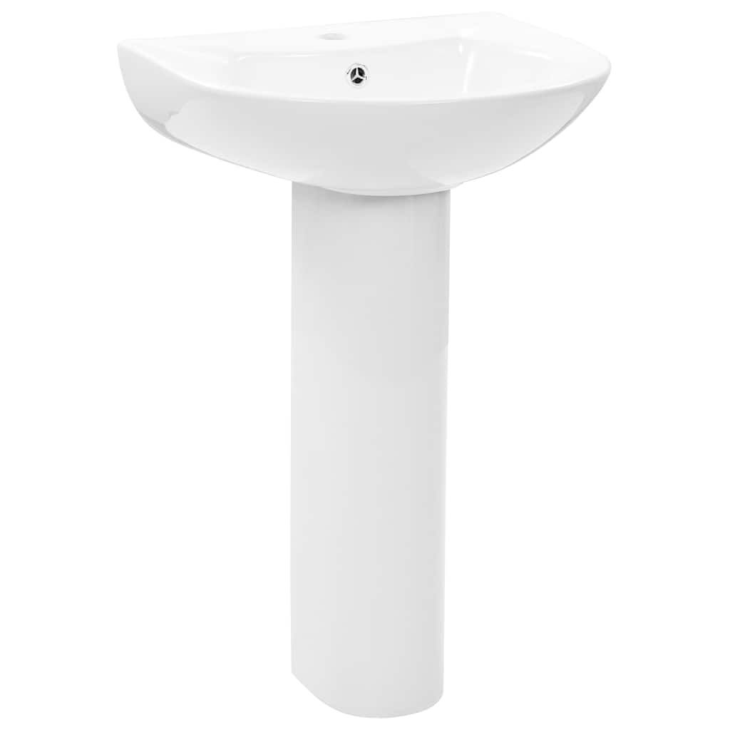 Umywalka Wolnostojąca Ceramiczna Biała do Łazienki 52 cm