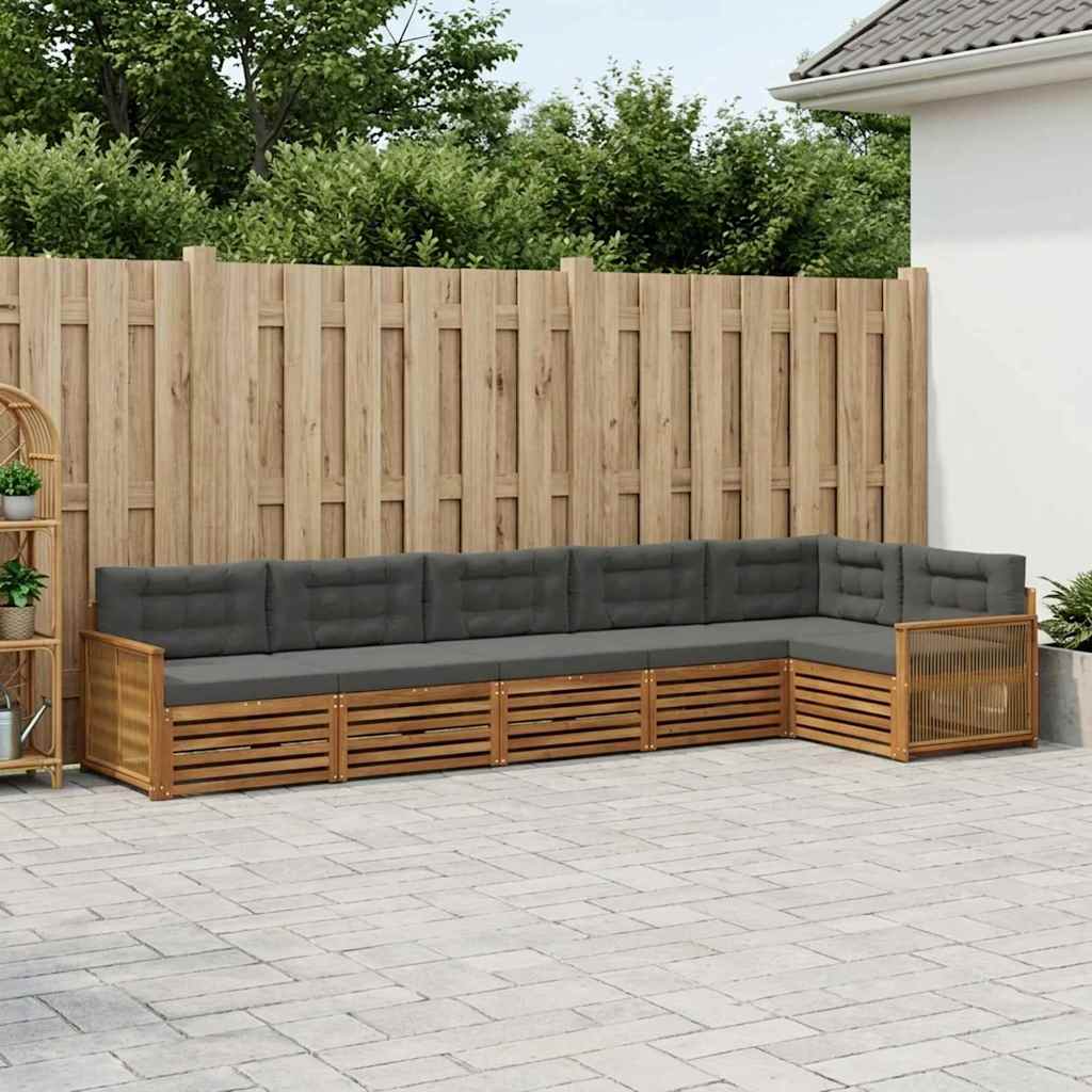 Zestaw sof na zewnątrz z poduszką 6 pcs Naturalny i Antracytowy vidaXL