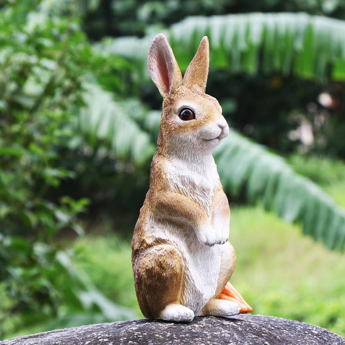 Figurka królika z żywicy, 25 cm, figurka królika, rzeźba na patio, trawnik, balkon, dekoracja wielkanocna, stojąca dekoracja ogrodowa, zewnętrzna
