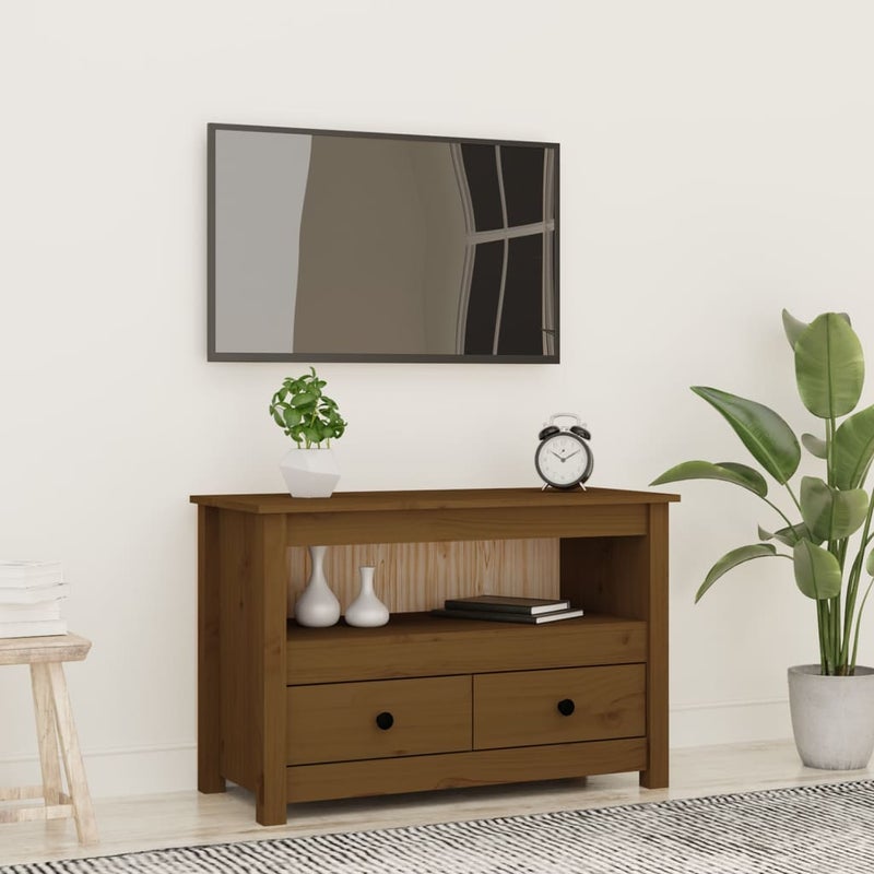 Szafka pod TV, miodowy brąz, 79x35x52 cm, lite drewno sosnowe vidaXL
