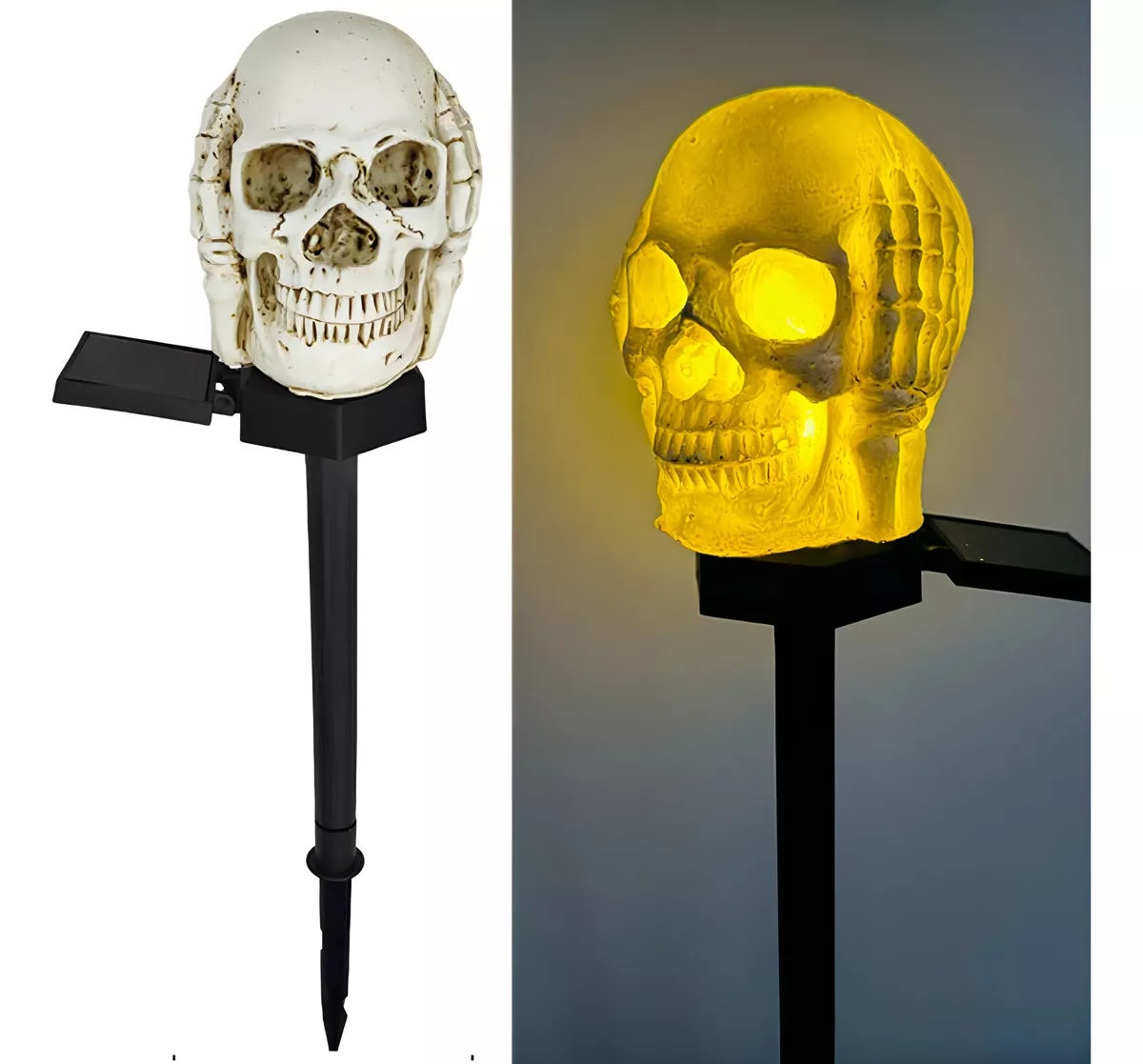 Dekoracje Halloween na zewnątrz, lampa solarna w kształcie czaszki Halloween, wodoodporne lampy dekoracyjne solarne Halloween (1 opakowanie)