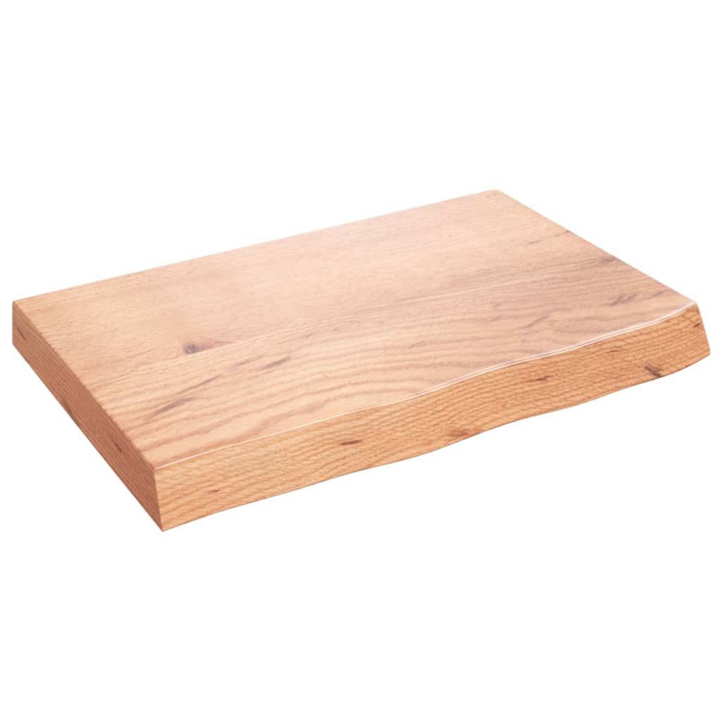 Blat Łazienkowy Lakierowany z Litego Drewna 60x40x(2-6) cm Jasnobrązowy