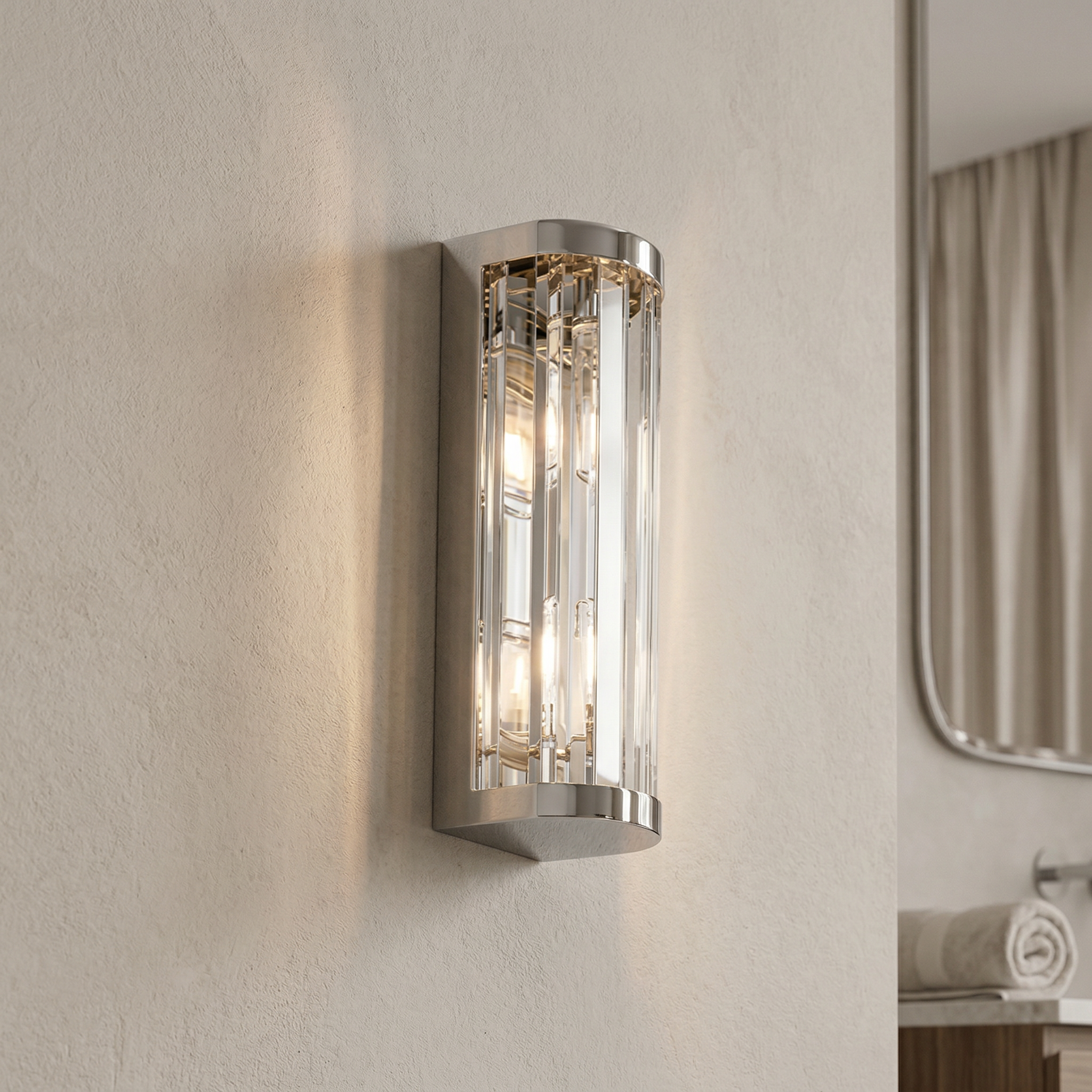 Kinkiet łazienkowy SYBIL przezroczysto-chromowany 2xG9x28W szkło wym:25,5x7x8cm IP44 Rabalux