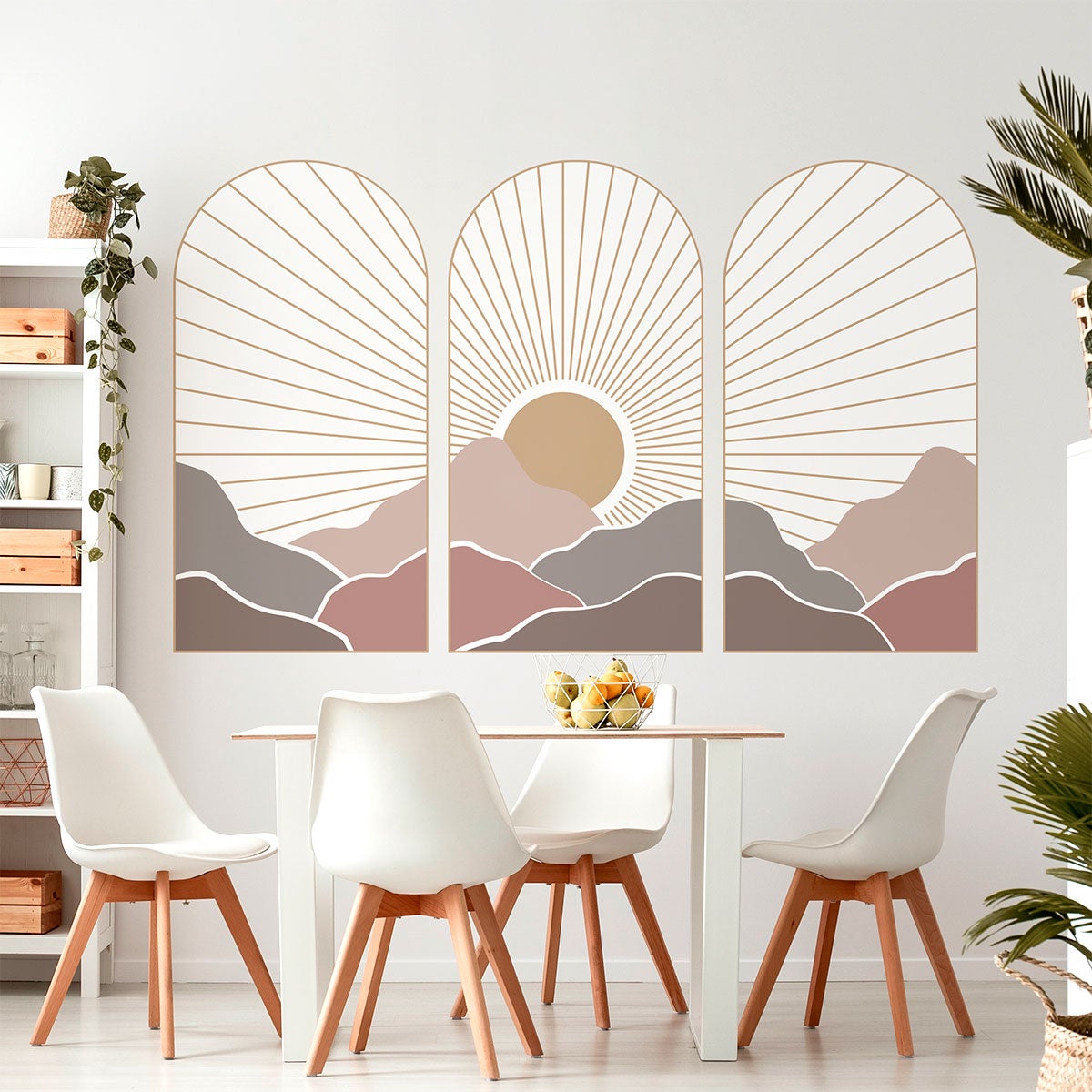 Tapeta włókninowa z wklejonymi, dużymi muralami - TRIO OF ARCHES ASIAN SUNSET - 120x180cm
