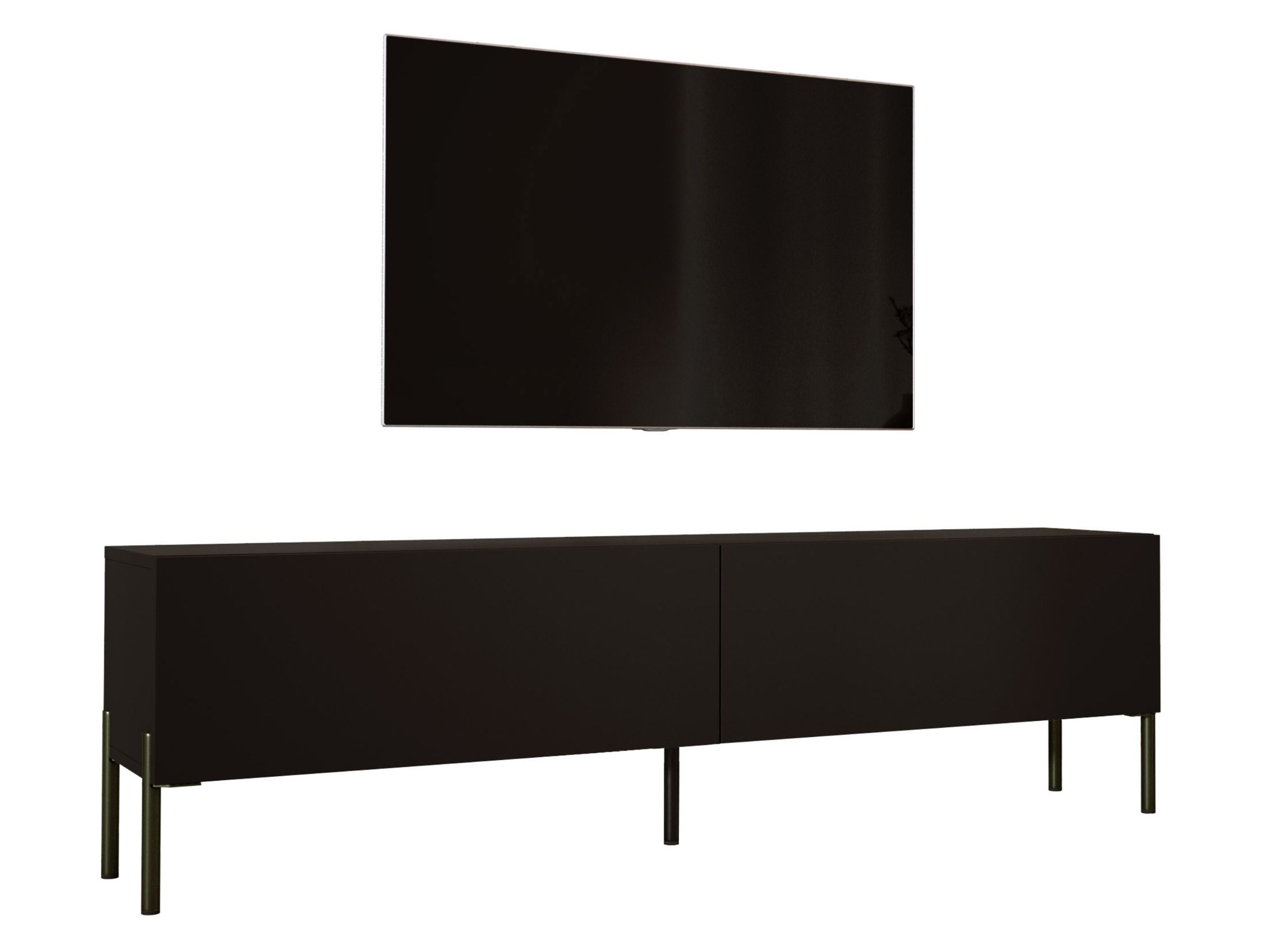 Szafka RTV: Czarny Mat, czarne nogi, 170 x 52 x 32 cm