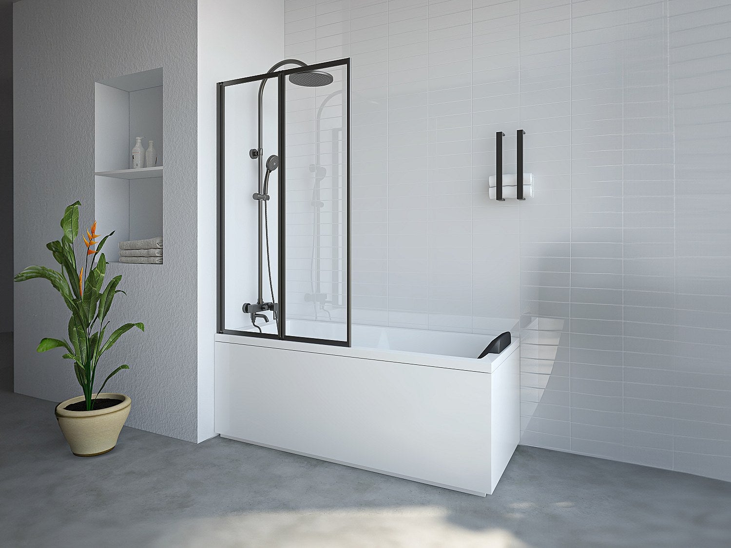 Parawan nawannowy składany z metalu w stylu industrialnym - Czarny mat - 80 x 140 cm - DISTRICT