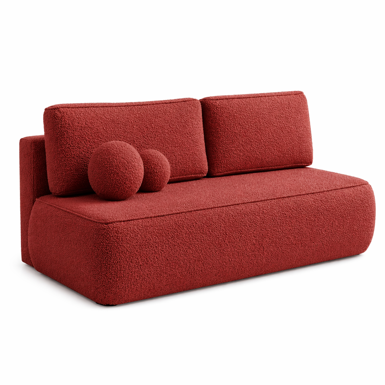 Sofa Rozkładana Kanapa z Funkcją Spania Dwuosobowa Boucle Czerwona ARVETO