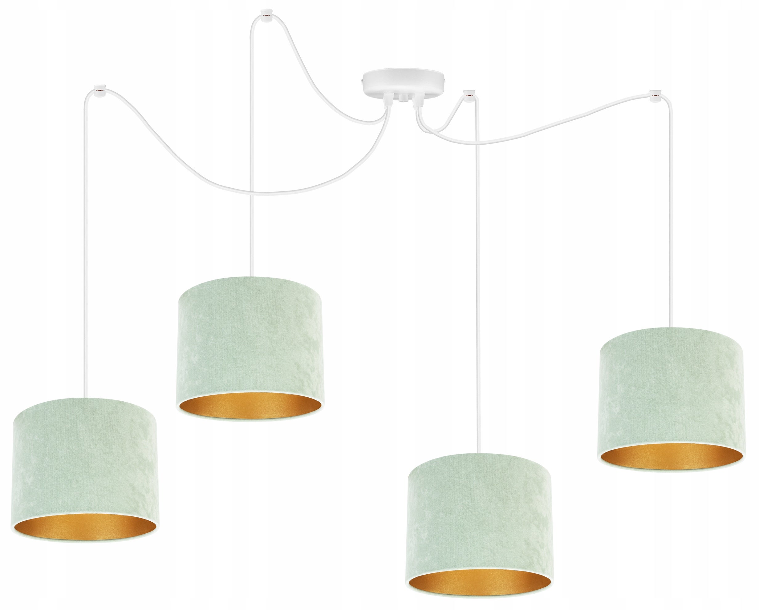 Lampa sufitowa wisząca Light Home LH Spider Milan 4x E27 abażur cylindryczny złoty/miętowy