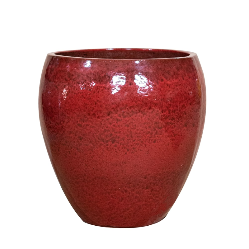 Donica ceramiczna Provencelia LAFONTAINE Czerwony, sred.28 x H32 cm, mrozoodporna, rękodzieło, szkliwiona