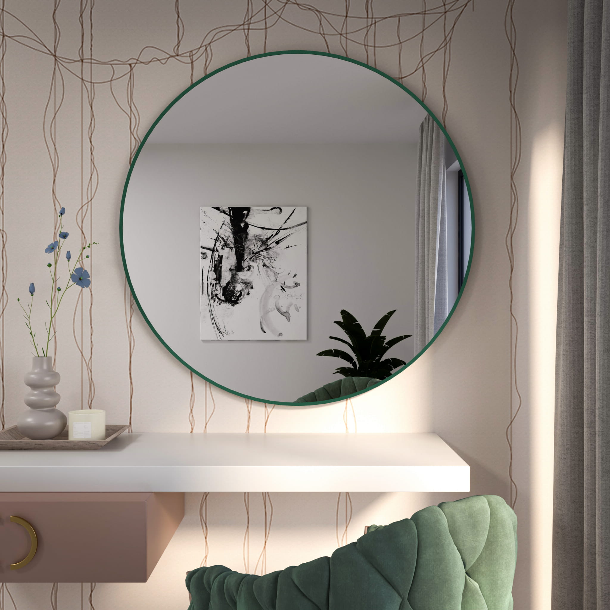 Lustro Baltica Colors Round fi 80 ramka zielona