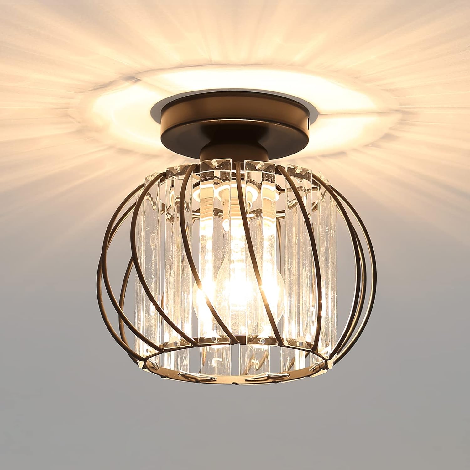 Nowoczesny sufitowy żyrandol z kryształu E27 LED Mini żyrandol do kuchni, jadalni, sypialni, korytarza, wejścia (Czarny)