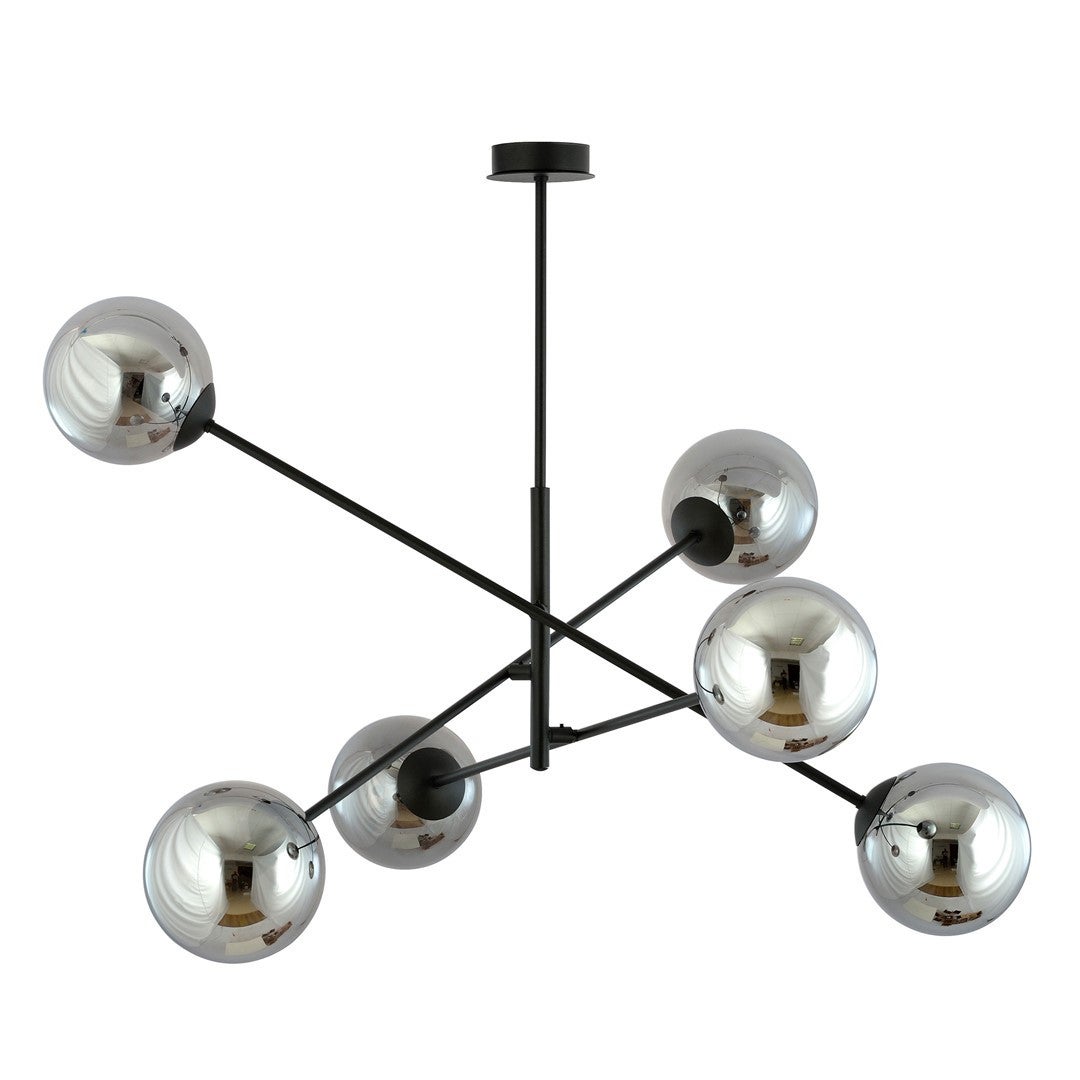 Żyrandol Emibig 6xE14 40W LINEAR 6 BLACK/GRAFIT 1167/6