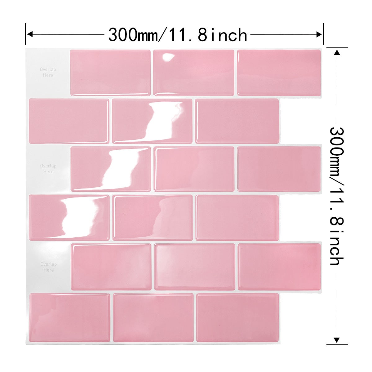 10 szt. różowych naklejek 3D na płytki ścienne do kuchni i łazienki (30,5 x 30,5 cm)