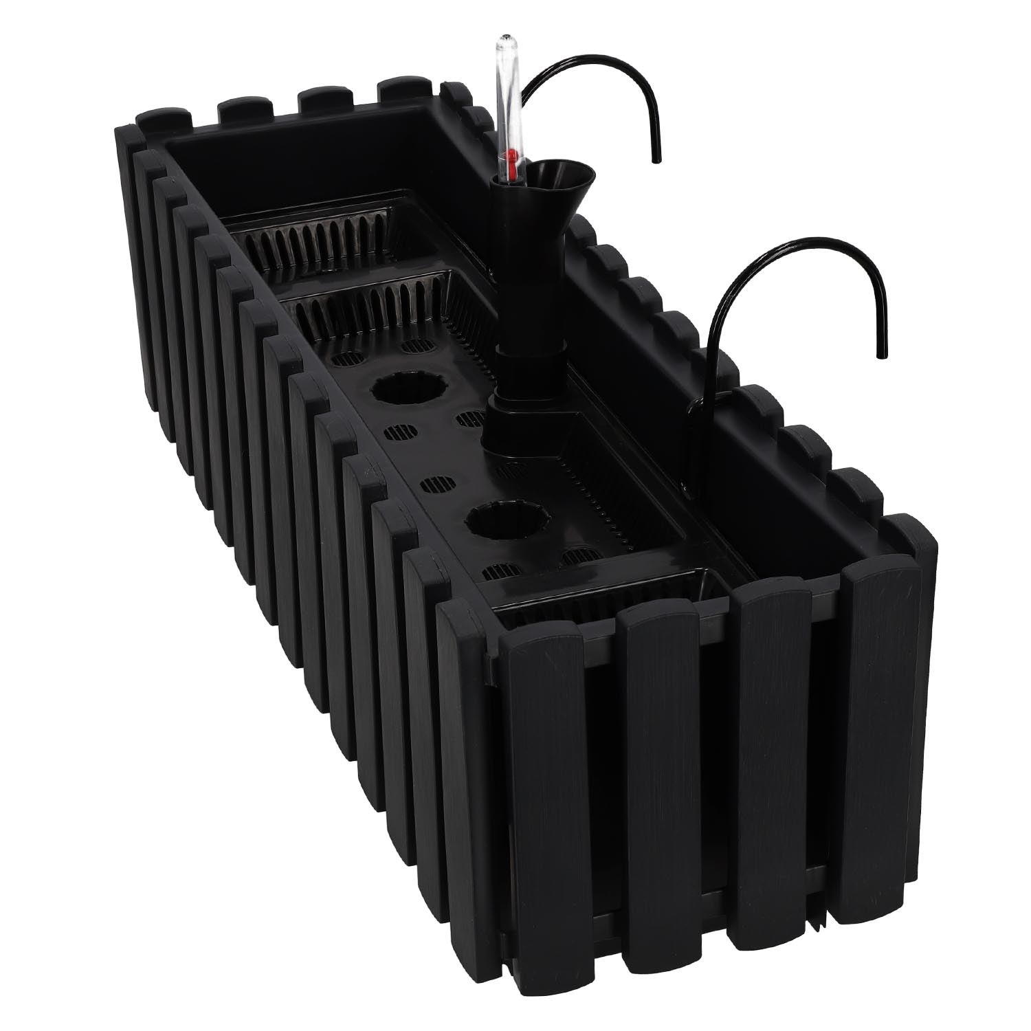 Doniczka - Skrzynka Balkonowa - 58 x 18 x 16 cm - na Taras - z Hakami - System Nawadniania - Antracyt KOTARBAU