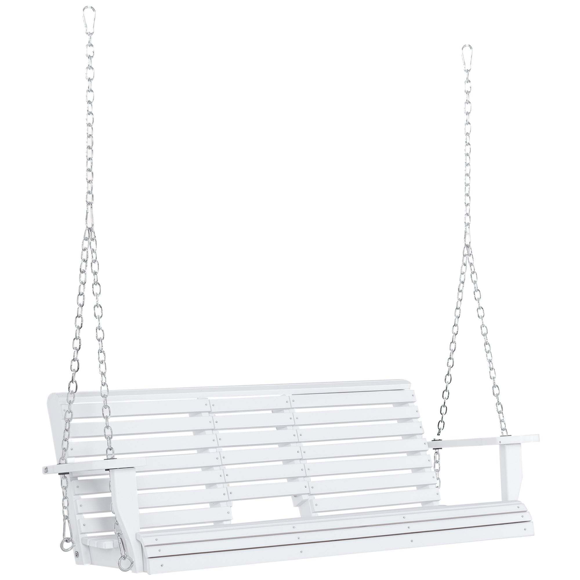3-osobowy zewnętrzny huśtawka z Central stół i uchwyt na kubek, w drewno i metal, 150x75x53 cm, biały
