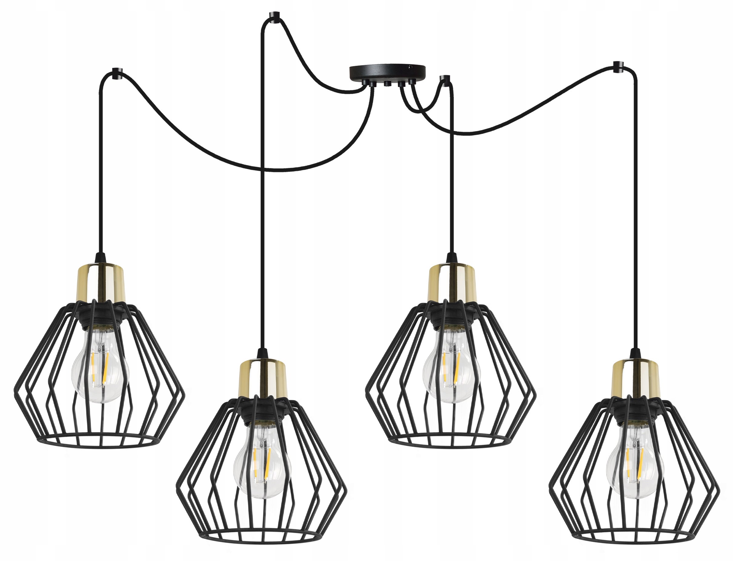 Lampa sufitowa wisząca Light Home LH Spider Nuvola 4x E27 60W czarny/złoty