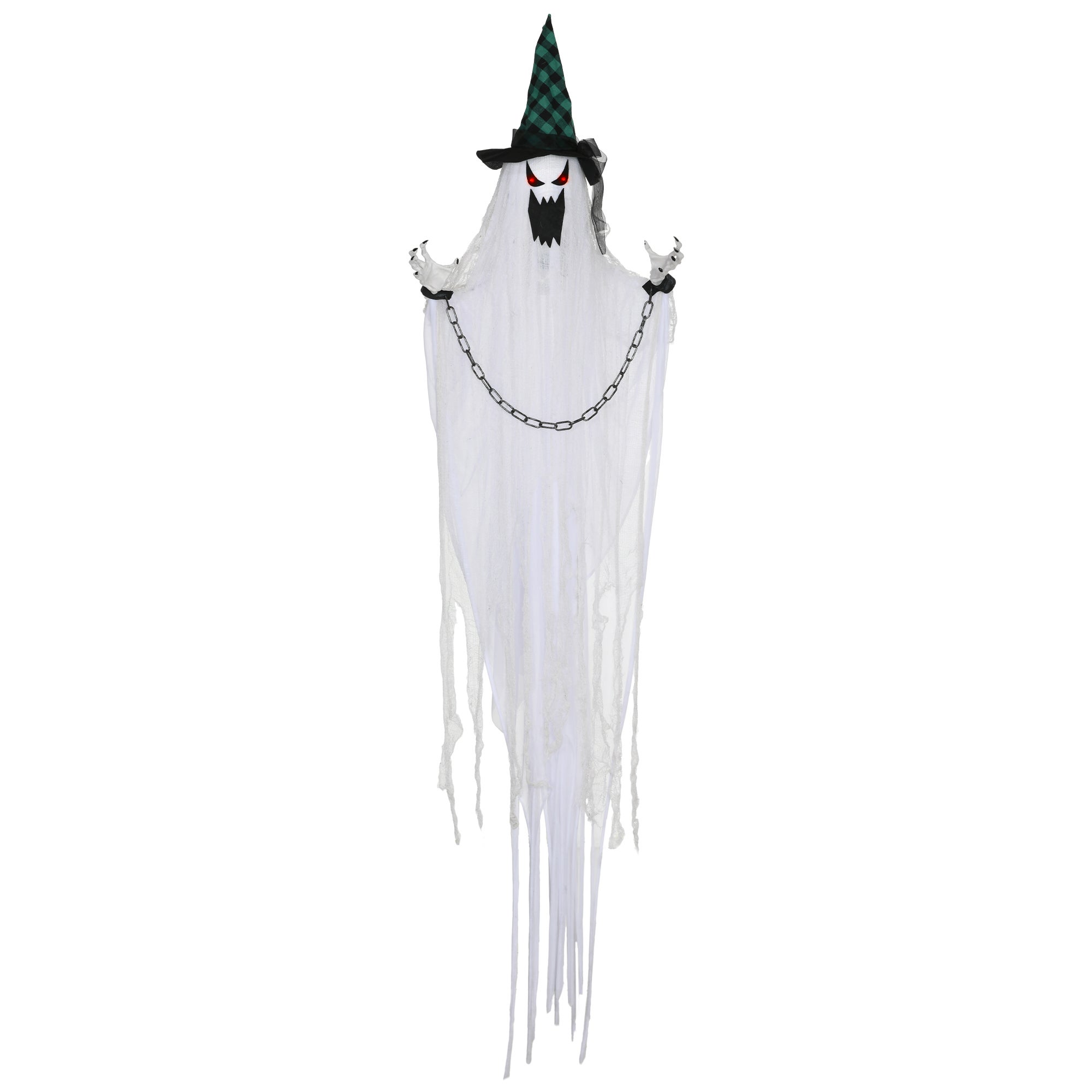 Dekoracja w kształcie ducha na Halloween, krzyki i przerażające ruchy, zasilana bateriami