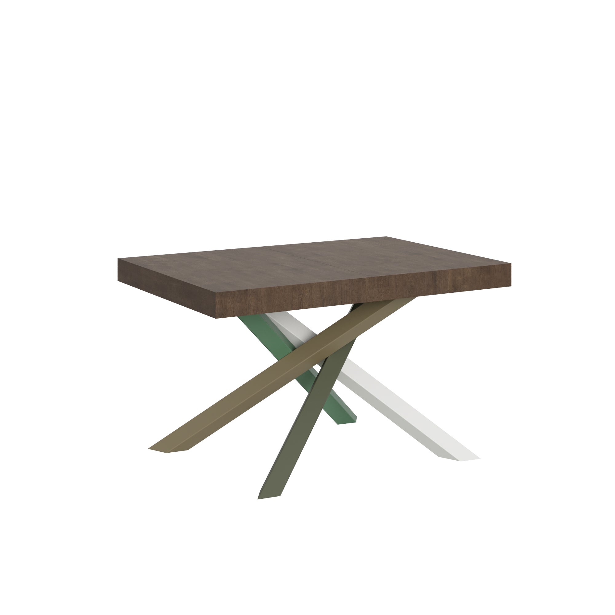 Mesa de madera VOLANTIS de 90x140/244 cm con mecanismo telescópico y estructura 4/A, color nogal.