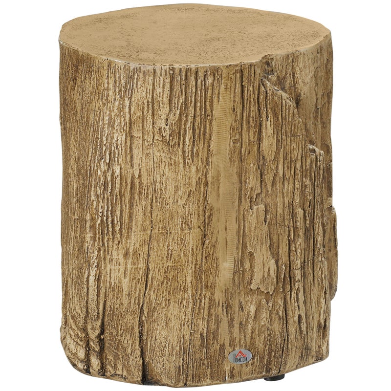 Stolik kawowy z imitacją pnia drzewa, nóżki poziomujące, 37 cm x 37 cm x 43 cm, brąz betonowy