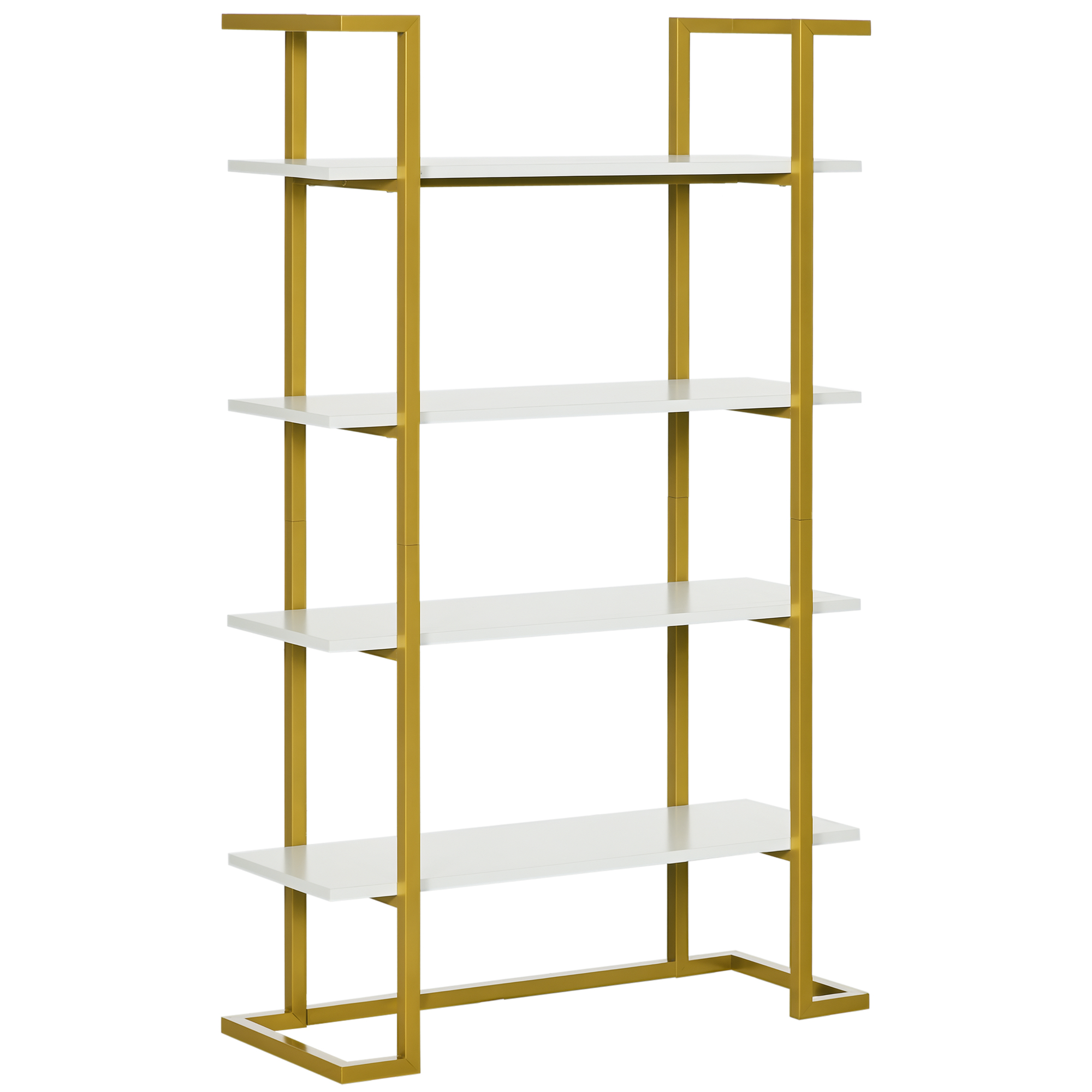 4-Poziom element & Wielo-element element element, MDF i Stal, 92x35x152cm, Biały i Złoty