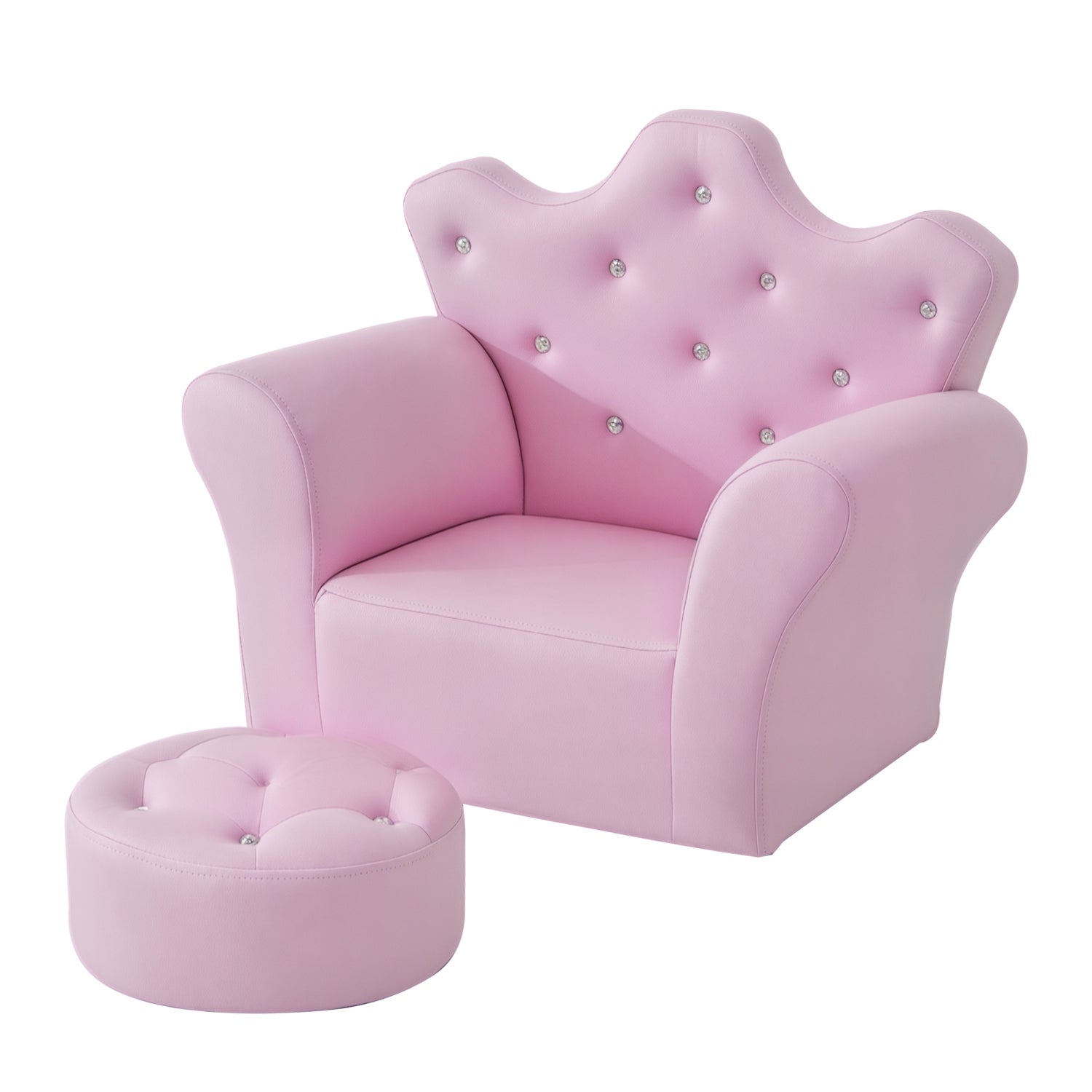 Dzieci Kids sofa zestaw fotel krzesło siedzisko z Free Footstool skóra PU do Girls 58L x 40.5W x 49H cm różowy