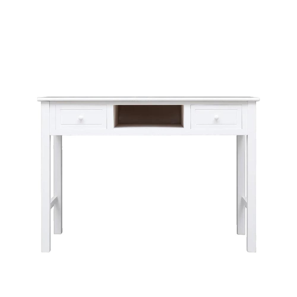 Biurko vidaXL z drewna paulowniowego białe z 2 szufladami i półką otwartą