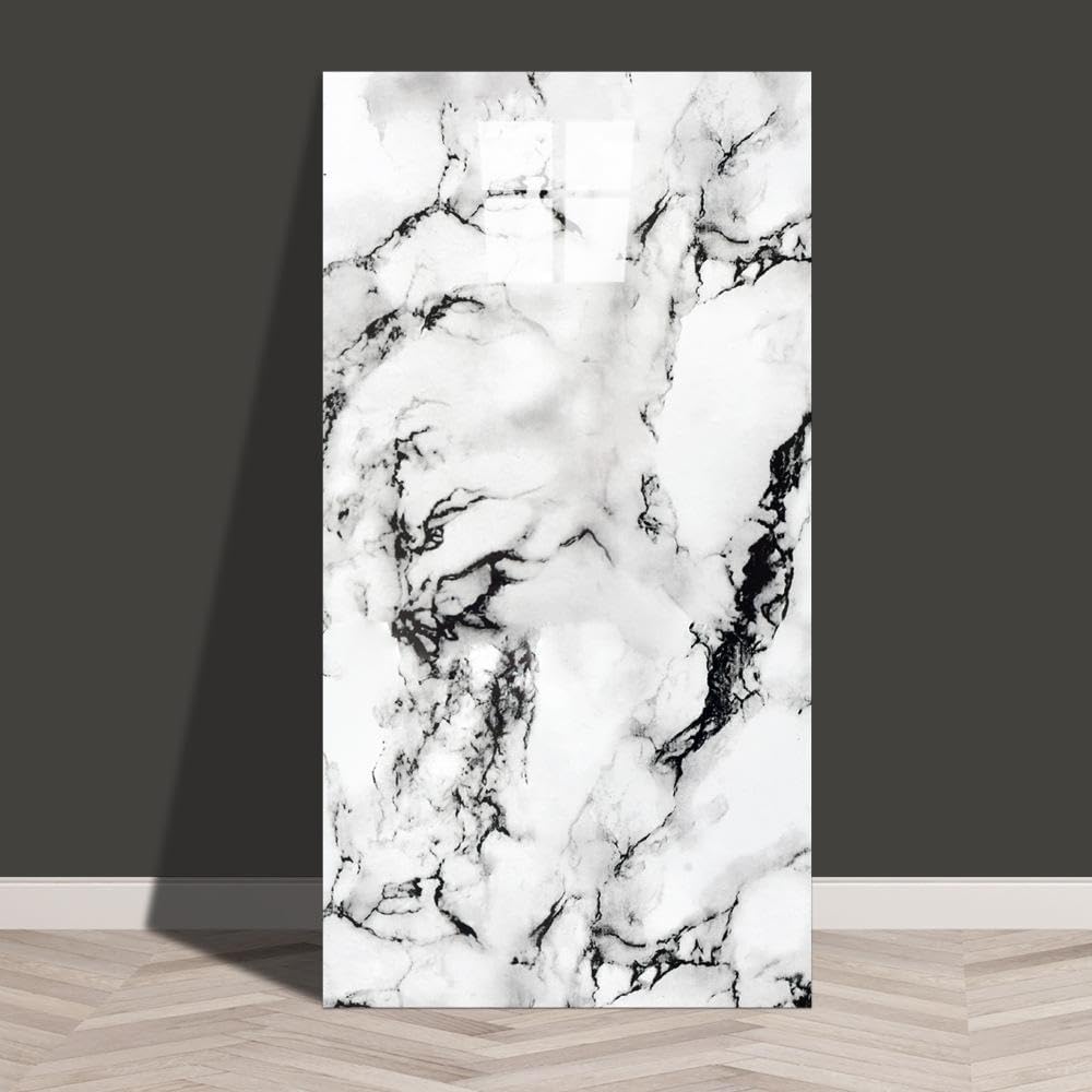 Zestaw 10 tapet, styl współczesny - Wodoodporna tapeta marmurowa, odklejana i przyklejana, usuwalna, 30 cm x 60 cm, biała F