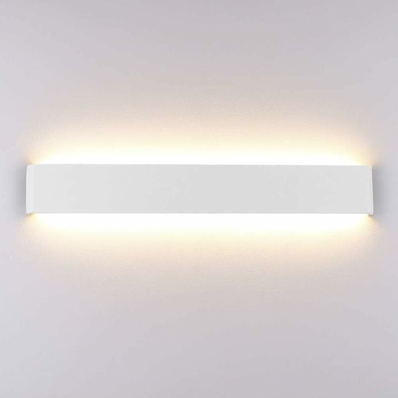 Kinkiety wewnętrzne LED, nowoczesne aluminiowe oświetlenie ścienne, 55 cm, 24 W, ciepłe białe światło świecące w górę i w dół, IP44, do sypialni, salo