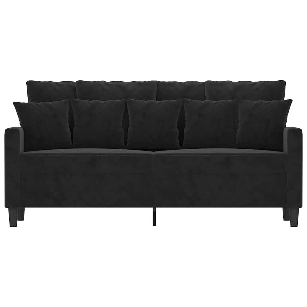 Sofa 2-osobowa, czarna, 140 cm, tapicerowana aksamitem