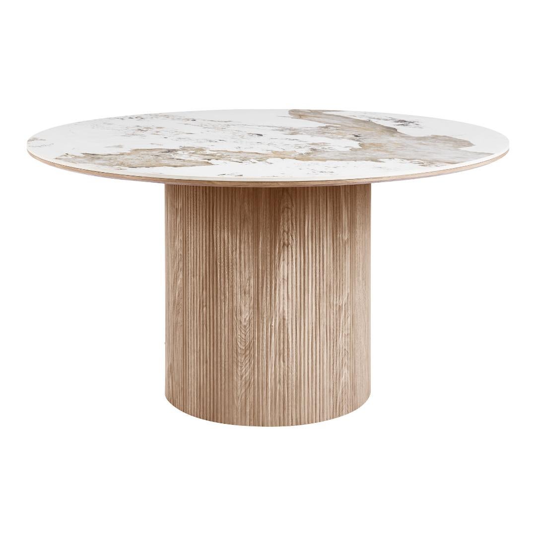Isa stół do jadalni Ø140cm ceramiczny blat stołowy biały, brązowy.