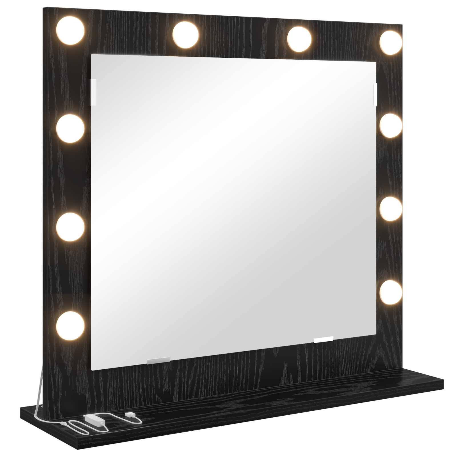 Lustro do Toaletki Prostokątne z Oświetleniem LED z Ramą 60x55 cm Czarne
