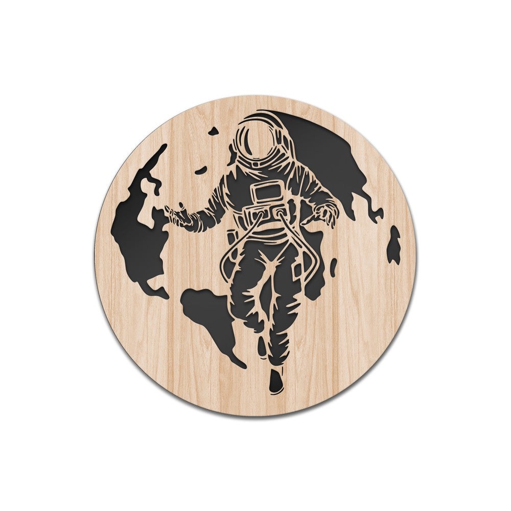 ASTRONAUTA - Dekoracyjny obraz wycinany laserowo z kompozytu drewna i PCV, 60x60 cm