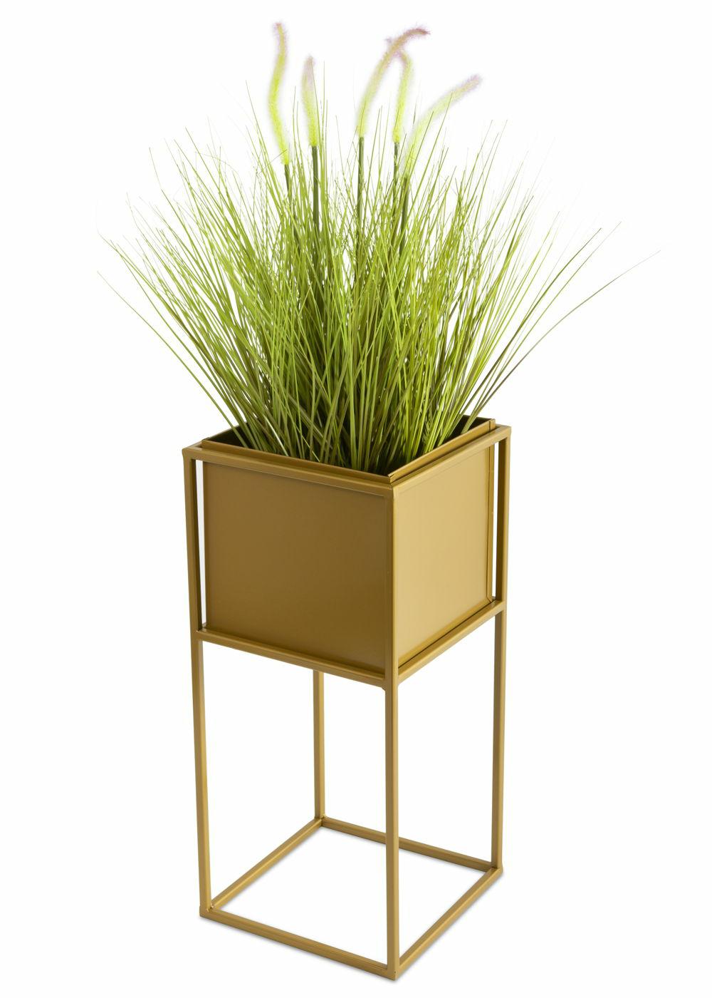 Kwietnik stojący metalowy HowHomely loft złoty 50x24x24 cm 1 szt.