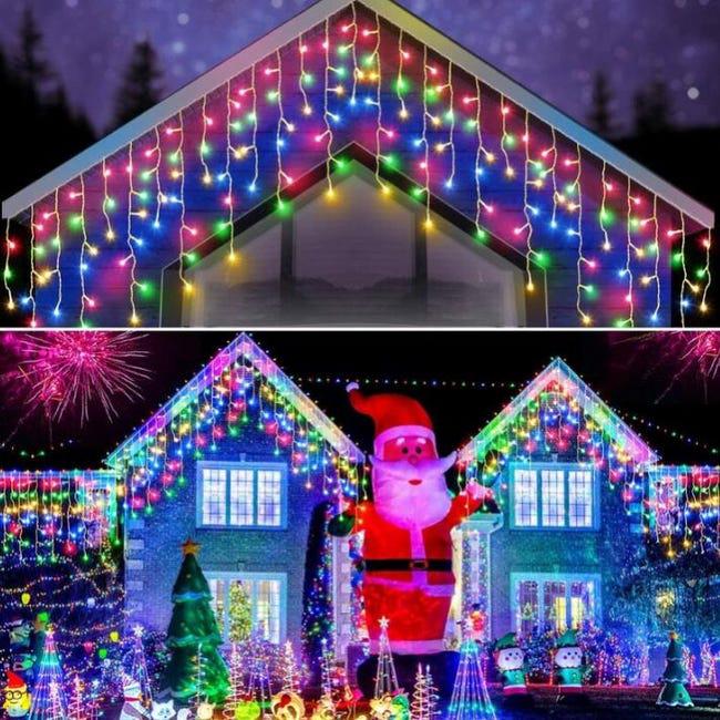 Rideau Lumineu, 10M 300LED Guirlanda Świąteczna Zewnętrzna, 8 Trybów IP44 Wodoodporna LED Świąteczna, Kolorowa