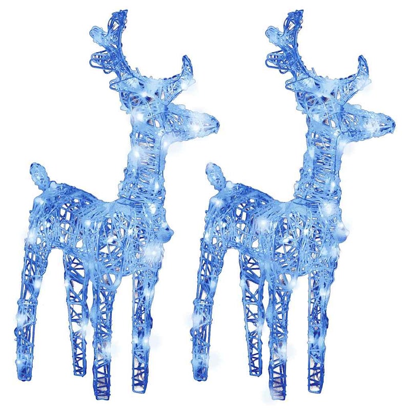 2x Renifer Świąteczny LED Akrylowy Niebieskie Światło 80 LED Zewnętrzny