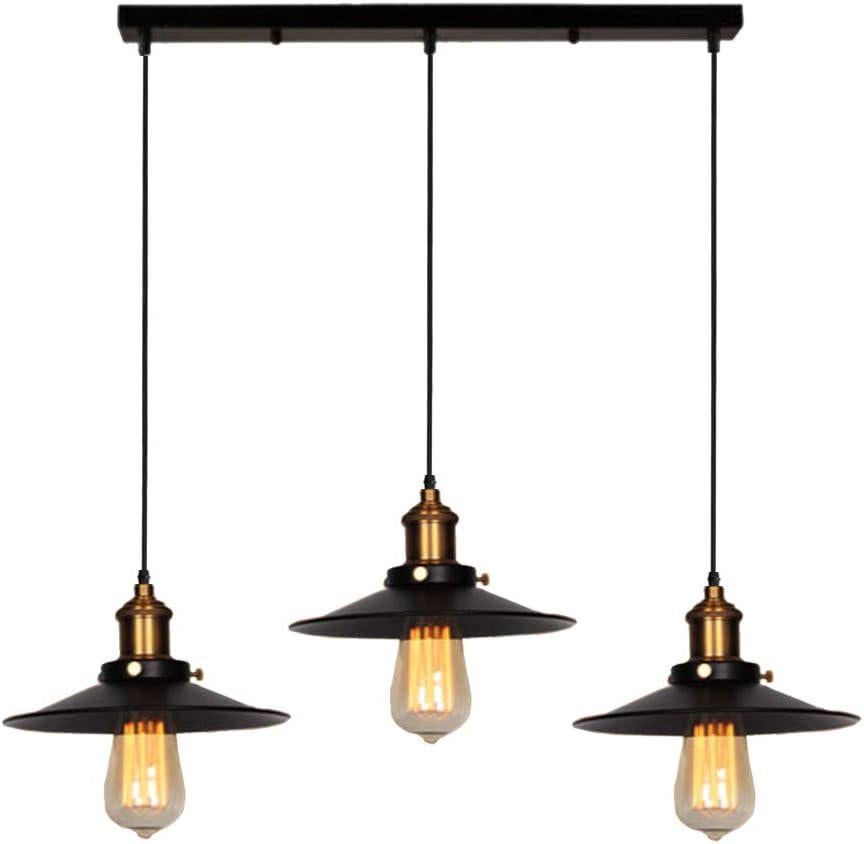 Industrialna lampa wisząca z 3 źródłami światła – Ø22 cm, czarna, żyrandol sufitowy w stylu vintage z metalowym kloszem i gniazdem E27, lampa dekoracy