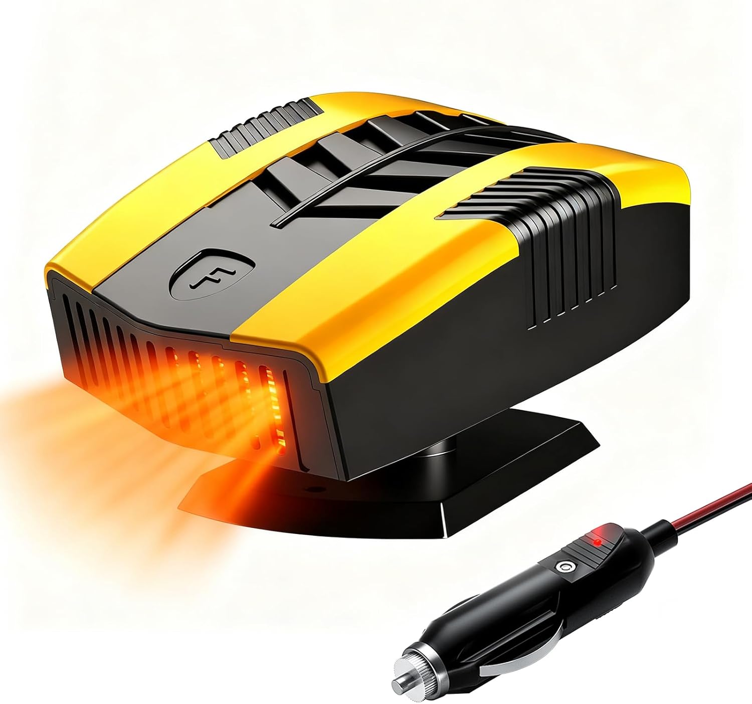 Ogrzewacz samochodowy 2 w 1, 12 V, 150 W, odmrażacz samochodowy, szybkie nagrzewanie, obrotowy 360°, żółty