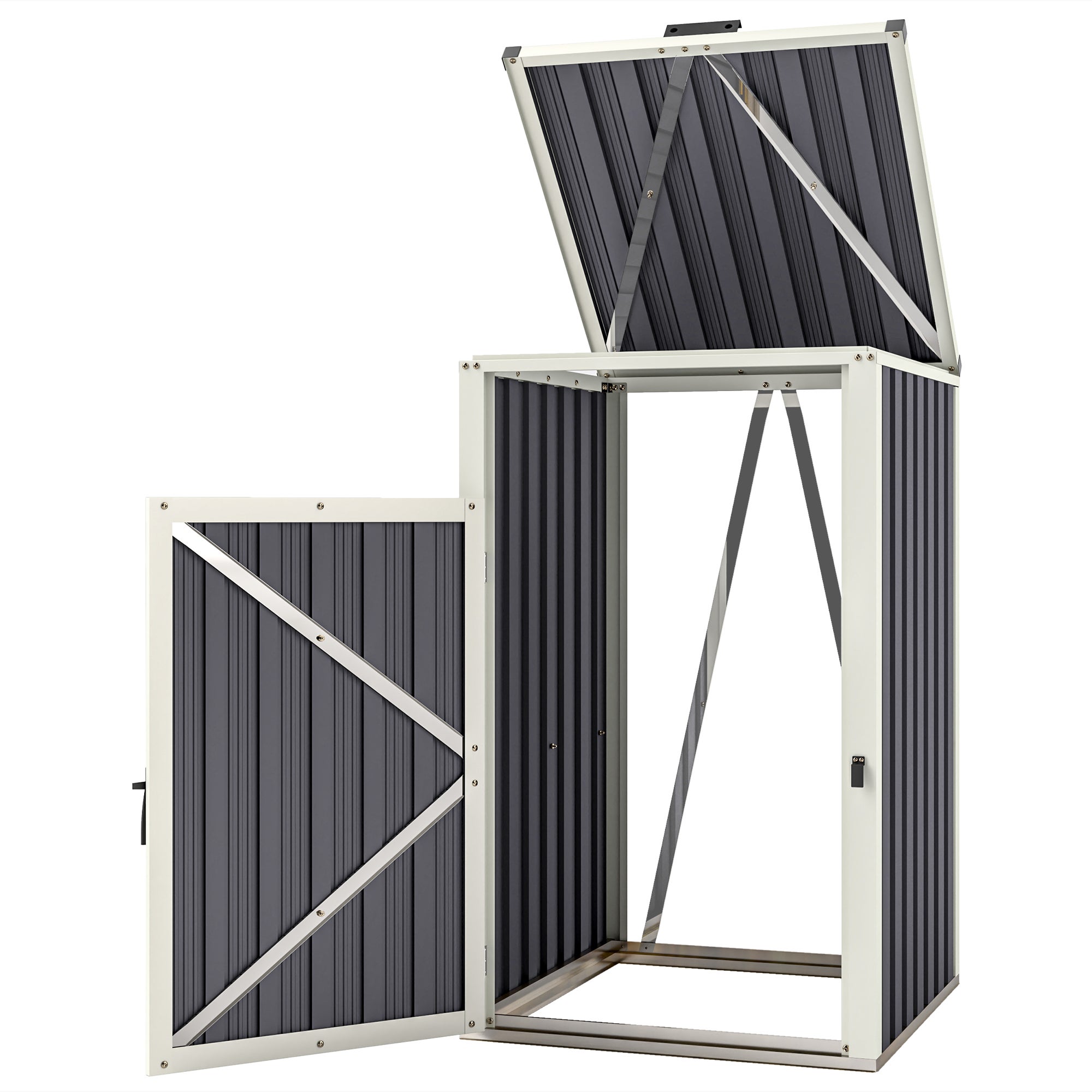 Osłona na pojemnik 1 x 240L, pokrywa pojemnika zewnętrznego z pokrywą otwieraną 180°, ocynkowana stal, 73 x 81 x 122 cm, ciemnoszary
