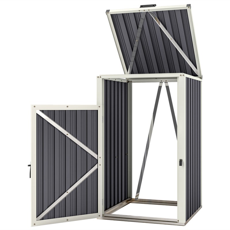 Osłona na pojemnik 1 x 240L, pokrywa pojemnika zewnętrznego z pokrywą otwieraną 180°, ocynkowana stal, 73 x 81 x 122 cm, ciemnoszary