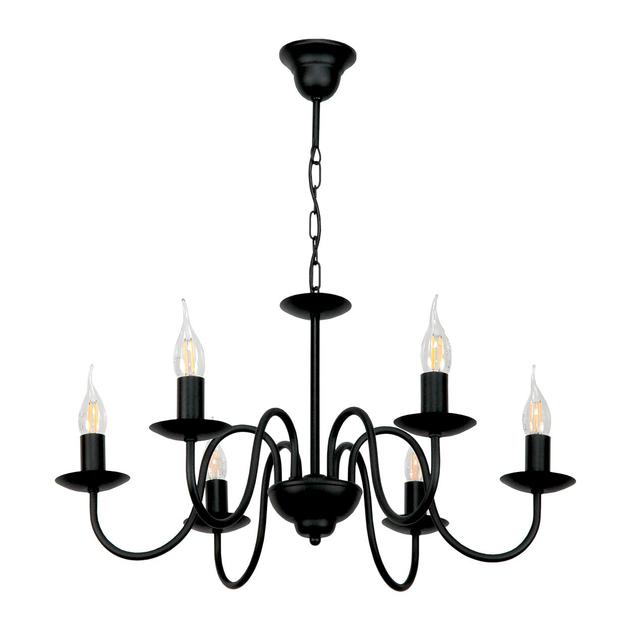 Żyrandol czarny do salonu 6xE14 KANDELE industrialny loft świecznikowy 63x65cm Edylit
