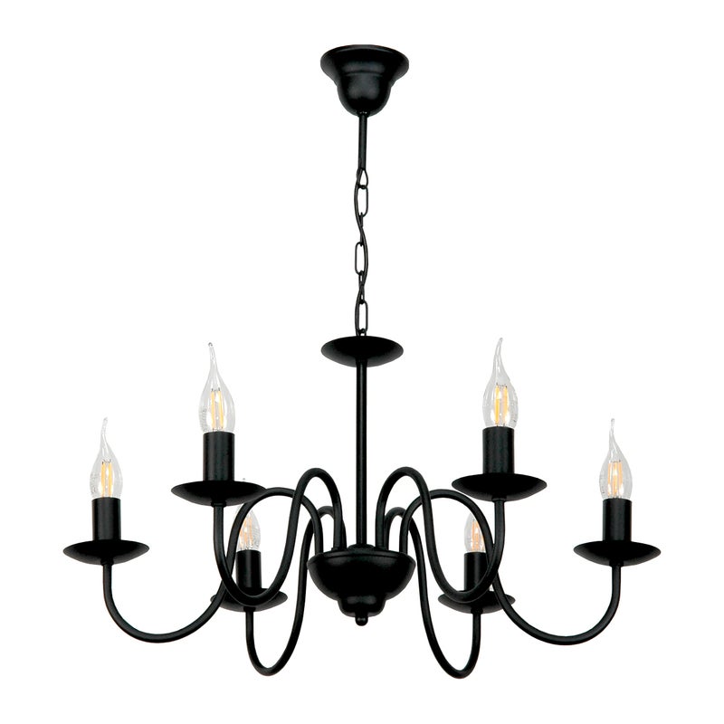 Żyrandol czarny do salonu 6xE14 KANDELE industrialny loft świecznikowy 63x65cm Edylit