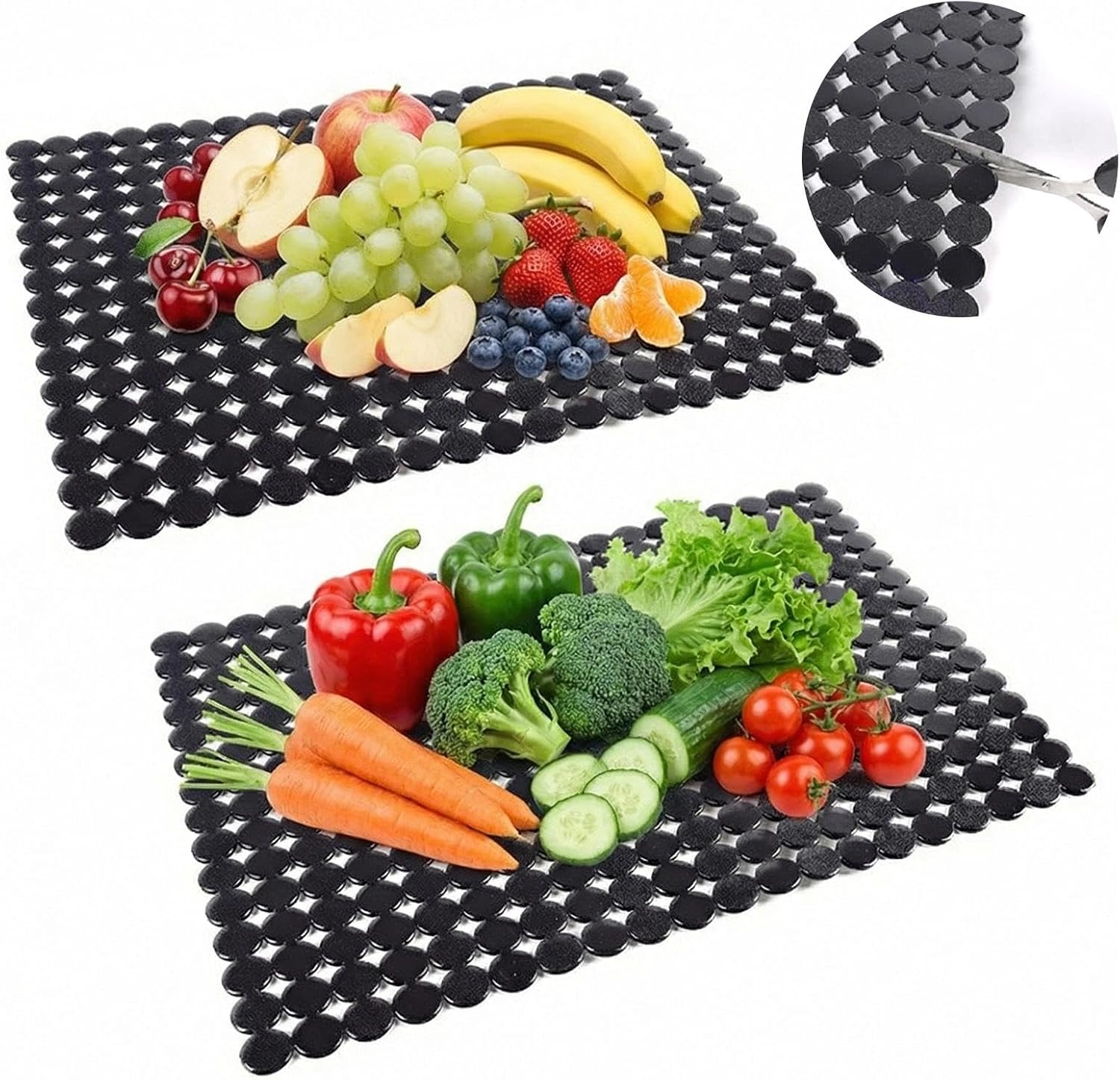 Mata ochronna pod zlew kuchenny z PVC, 2 części, 40 x 30 cm, do przycinania, antypoślizgowa, odprowadzająca wodę, odporna na zarysowania (czarna)